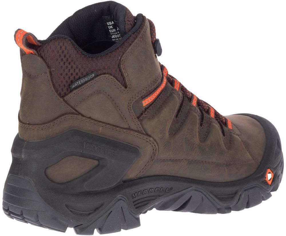 Kozaki Merrell Męskie Brązowe - Strongfield Skórzane 6\" Waterproof Slip-Resistant - 023691-HEV